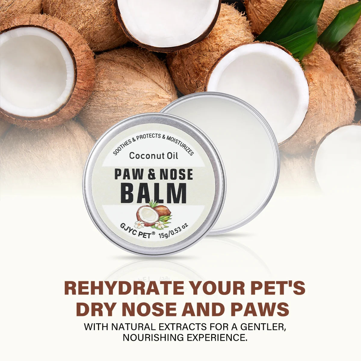 Coconut Scent Dog Nose and Paw Balm | Natural Pet Paw Cream for Cats Dogs | Paw Protector Moisturizer Cracked Feet Repair
